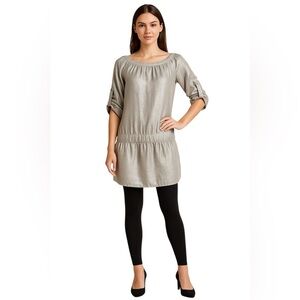 The Limited Silver Satin Tunic Dress Pockets Minimalist Quiet Luxury Cocktail XS